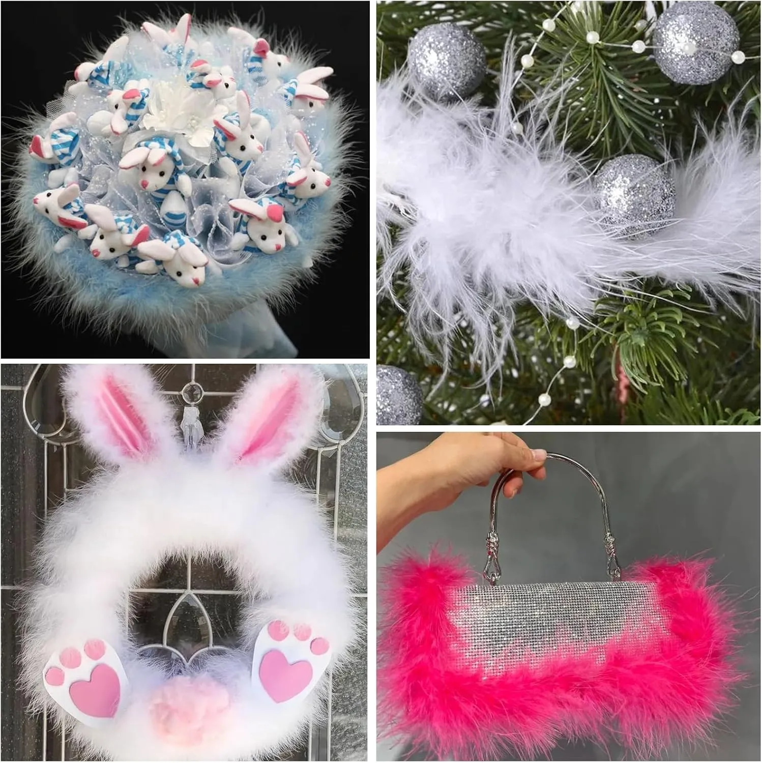 Marabou Feathers Boa Turkey Feathers 2 Yards 22g for DIY Crafts Wedding Party Dancing Christmas Home Costume