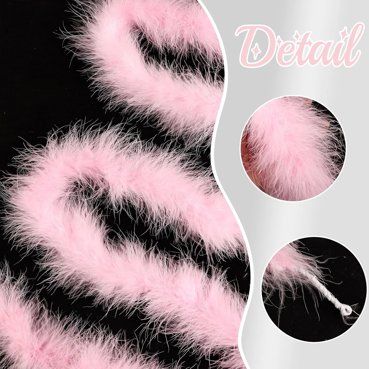 Marabou Feathers Boa Turkey Feathers 2 Yards 22g for DIY Crafts Wedding Party Dancing Christmas Home Costume