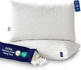 Memory Foam Pillows Queen Size Set of 2Adjustable Gusseted Bed Pillow for Sleeping2 Pack Soft Pillows for Side, Back or Stomach Sleepers (20 x 30 in, White)