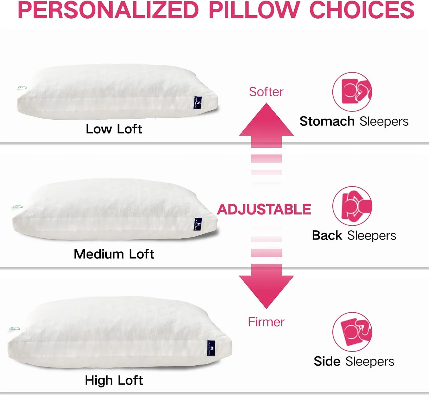 Memory Foam Pillows Queen Size Set of 2Adjustable Gusseted Bed Pillow for Sleeping2 Pack Soft Pillows for Side, Back or Stomach Sleepers (20 x 30 in, White)