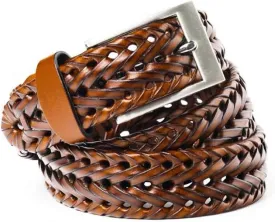 Men Braided Woven Genuine Leather Casual and Dress Belt 35mm wide