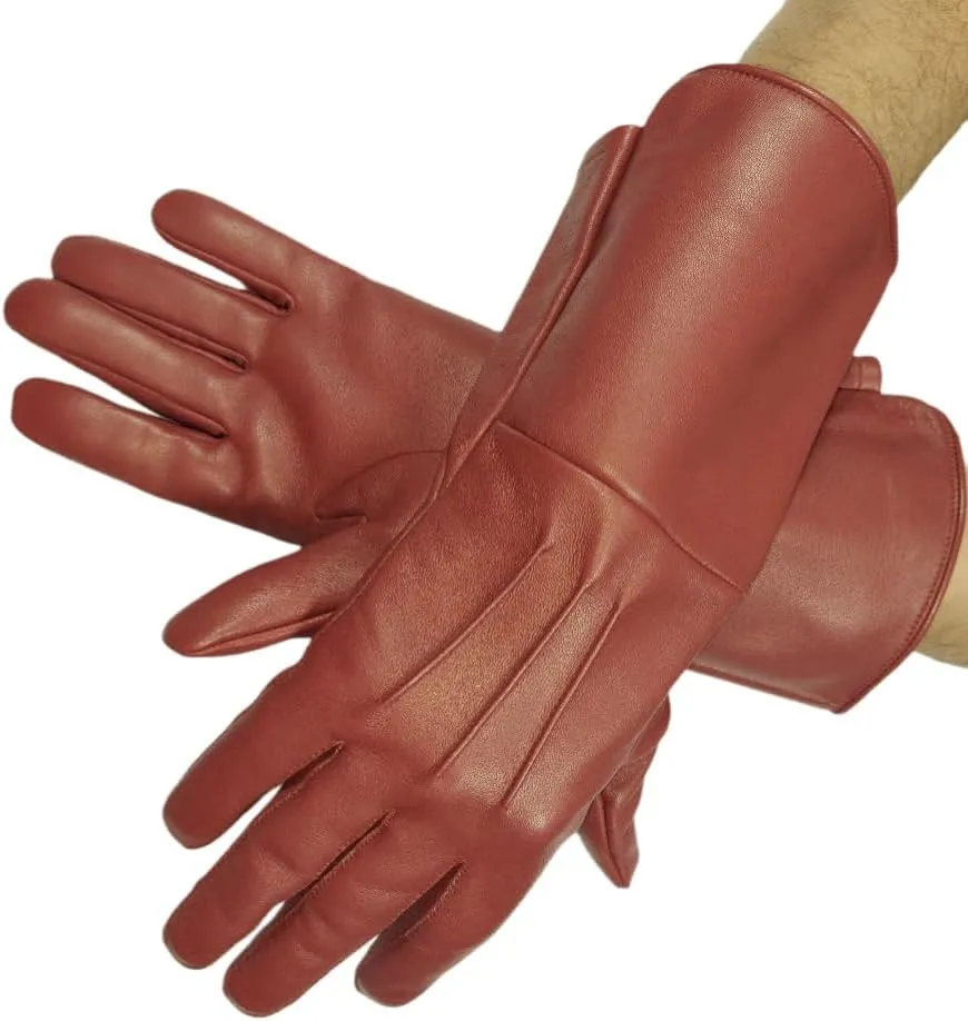 Men's Medieval Renaissance Cosplay Unlined Gauntlet Genuine Leather Costume Gloves