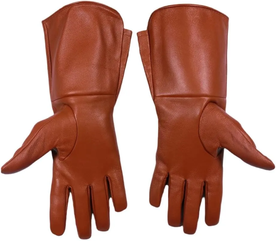 Men's Medieval Renaissance Cosplay Unlined Gauntlet Genuine Leather Costume Gloves