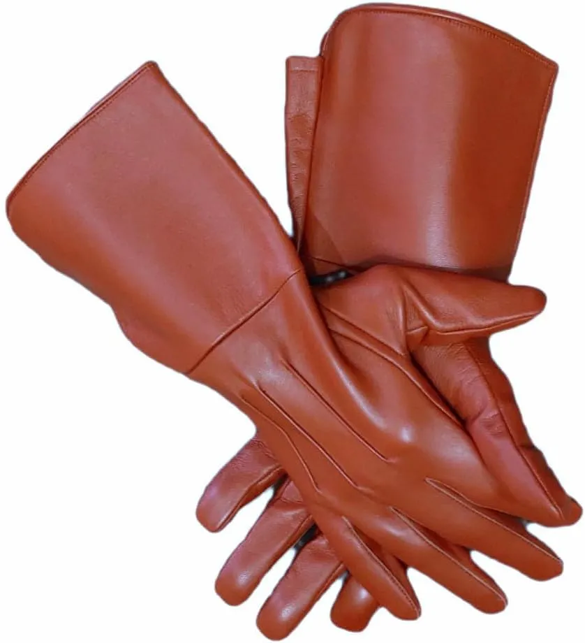 Men's Medieval Renaissance Cosplay Unlined Gauntlet Genuine Leather Costume Gloves