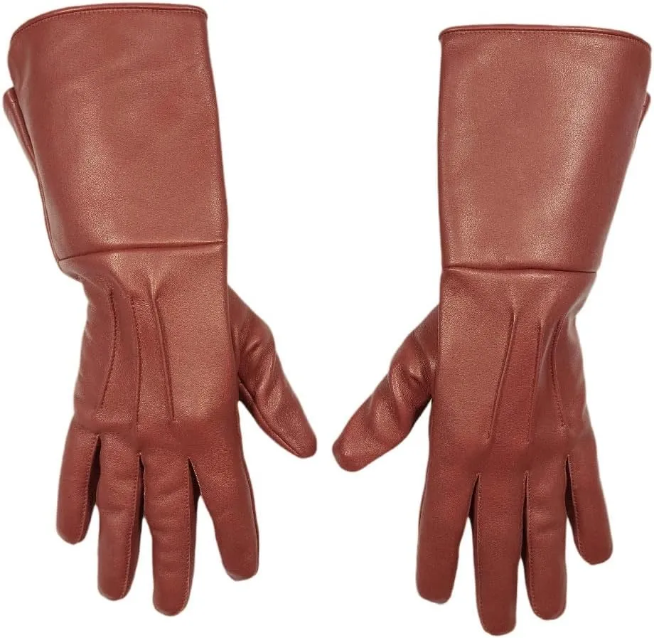 Men's Medieval Renaissance Cosplay Unlined Gauntlet Genuine Leather Costume Gloves