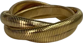 Metallic Golden Spiral Triple Layer Hoop Bangle Bracelet