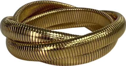 Metallic Golden Spiral Triple Layer Hoop Bangle Bracelet