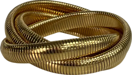 Metallic Golden Spiral Triple Layer Hoop Bangle Bracelet