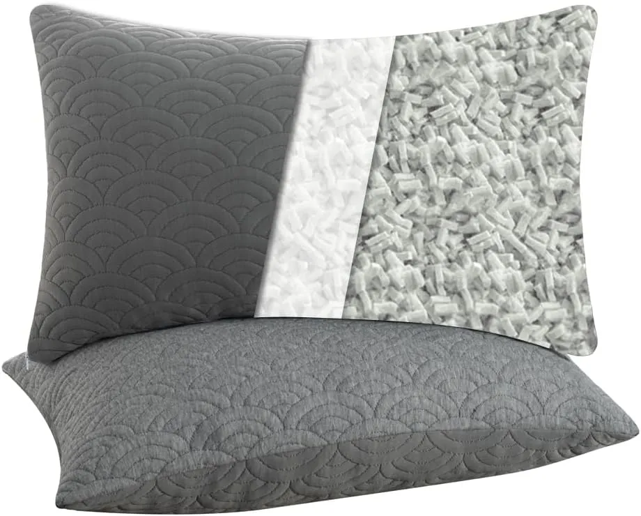 MOLCLCUY Memory Foam Pillows Queen Size Set of 2 Adjustable Cool Pillow for Side Back Stomach Sleepers Luxury Gel Pillow with Washable Cover