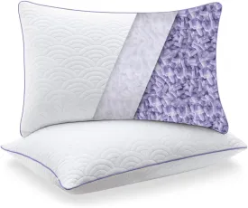 MOLCLCUY Memory Foam Pillows Queen Size Set of 2 Adjustable Cool Pillow for Side Back Stomach Sleepers Luxury with Washable Cover