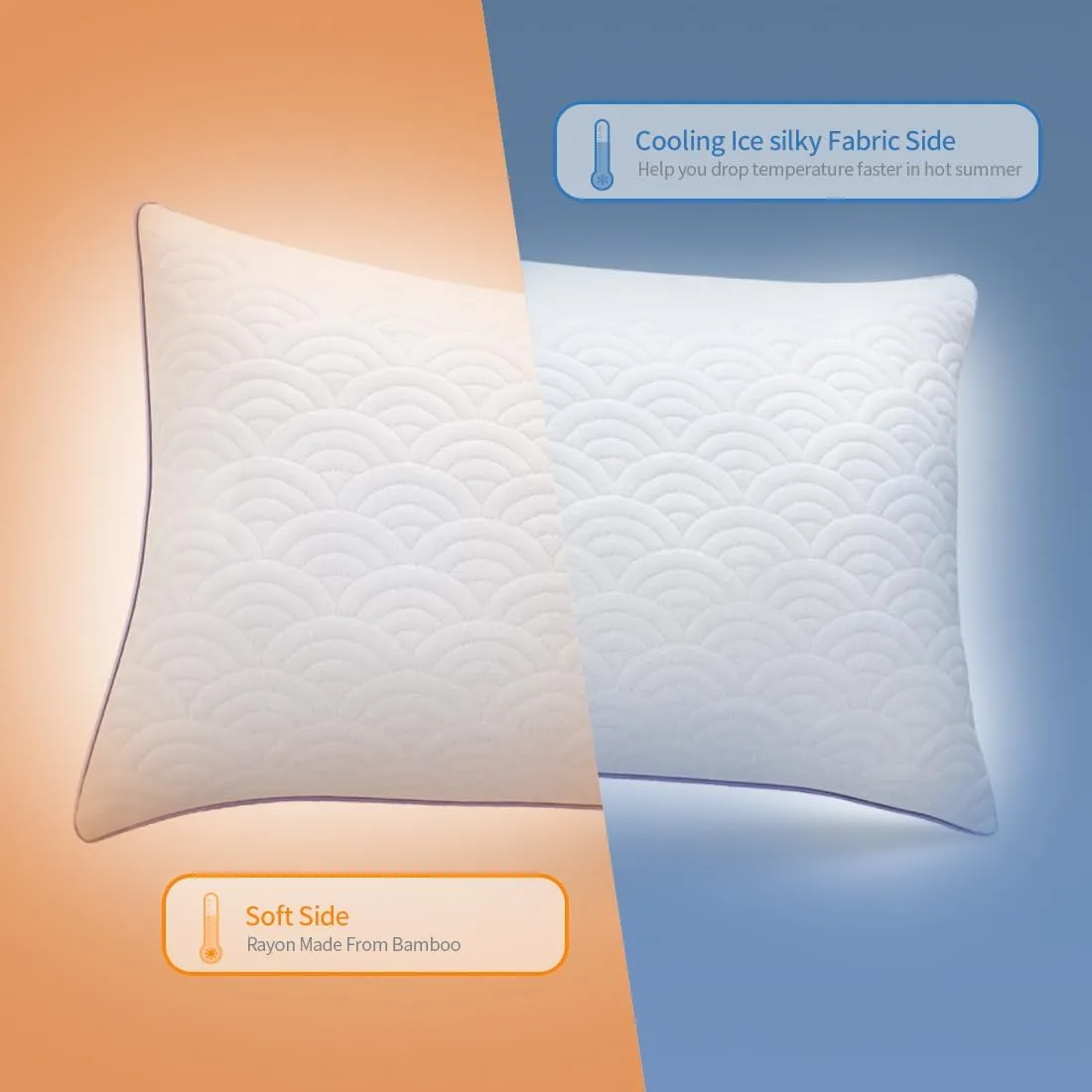 MOLCLCUY Memory Foam Pillows Queen Size Set of 2 Adjustable Cool Pillow for Side Back Stomach Sleepers Luxury with Washable Cover
