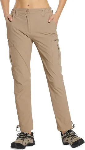 MOURCE Womens Hiking Pants Lightweight - Quick Dry Water Resistant UPF 50 Travel Pants with 7 Pockets & Adjustable Cuffs
