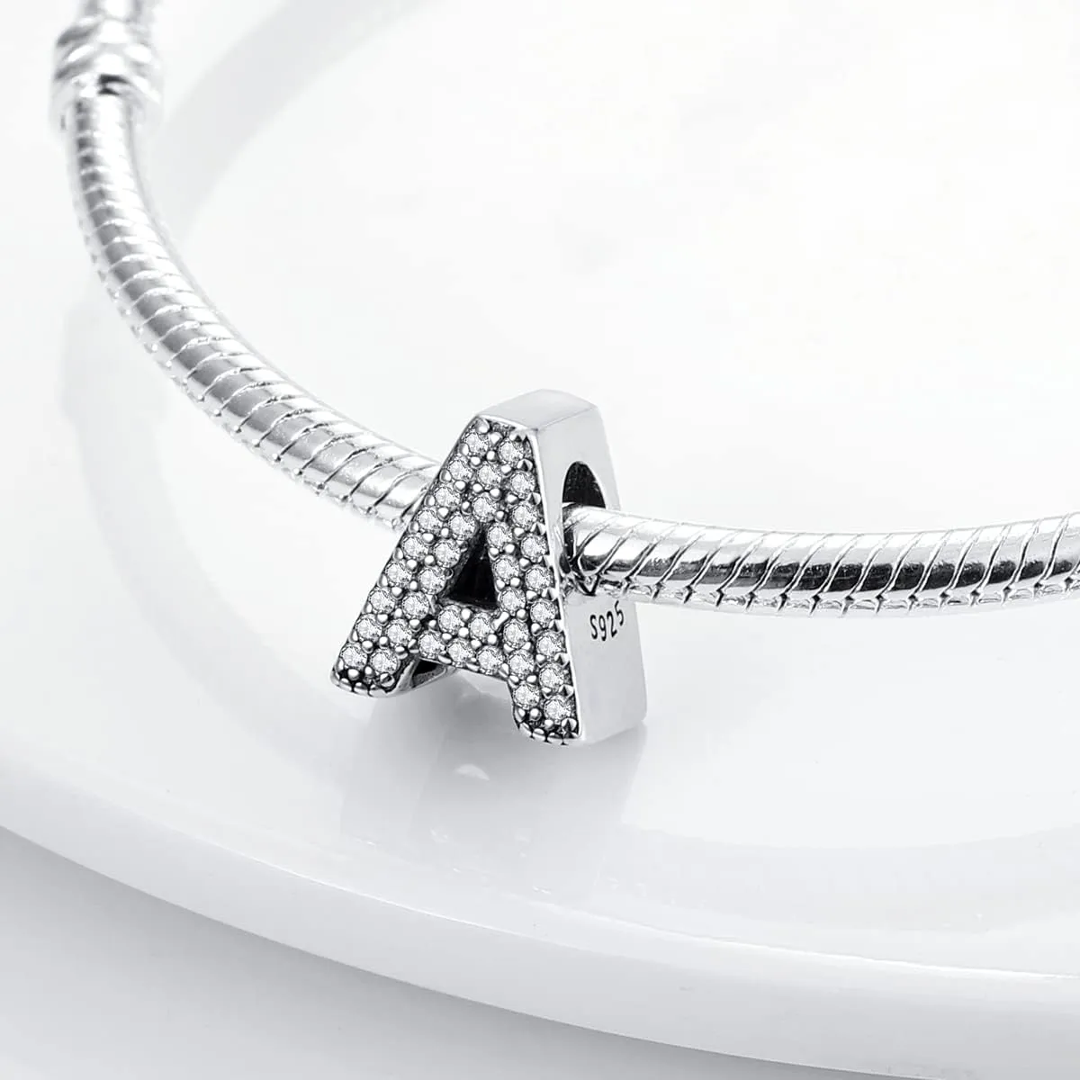 MULA 925 Sterling Silver Charms for Bracelets and Necklaces A-Z Alphabet Beads Dangle Pendants with 5A Cubic Zirconia Jewelry for Women
