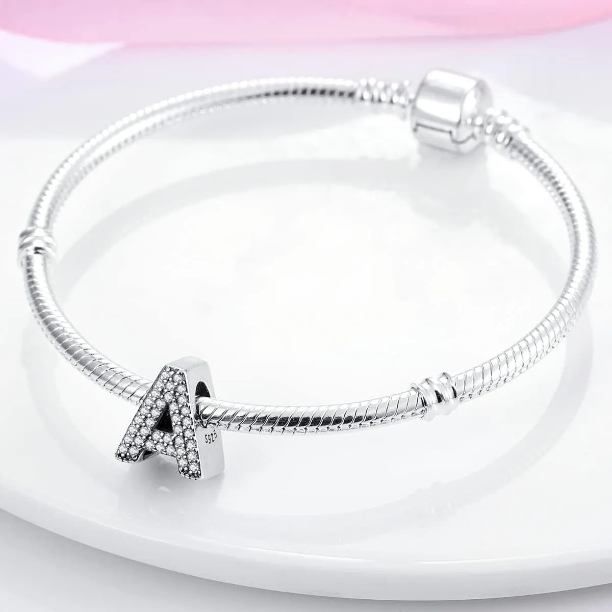 MULA 925 Sterling Silver Charms for Bracelets and Necklaces A-Z Alphabet Beads Dangle Pendants with 5A Cubic Zirconia Jewelry for Women