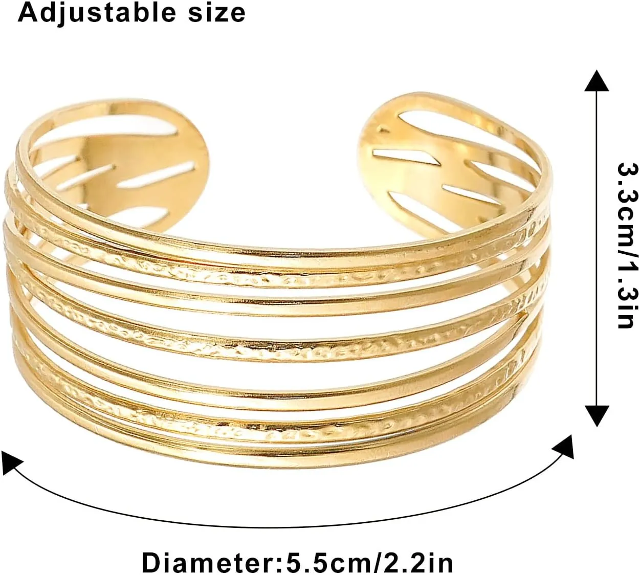 Multi-Layer Cuff Bracelet for Women Cross Wire Bracelets Open Wide Cuff Gold Bangle Bracelet