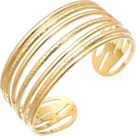 Multi-Layer Cuff Bracelet for Women Cross Wire Bracelets Open Wide Cuff Gold Bangle Bracelet