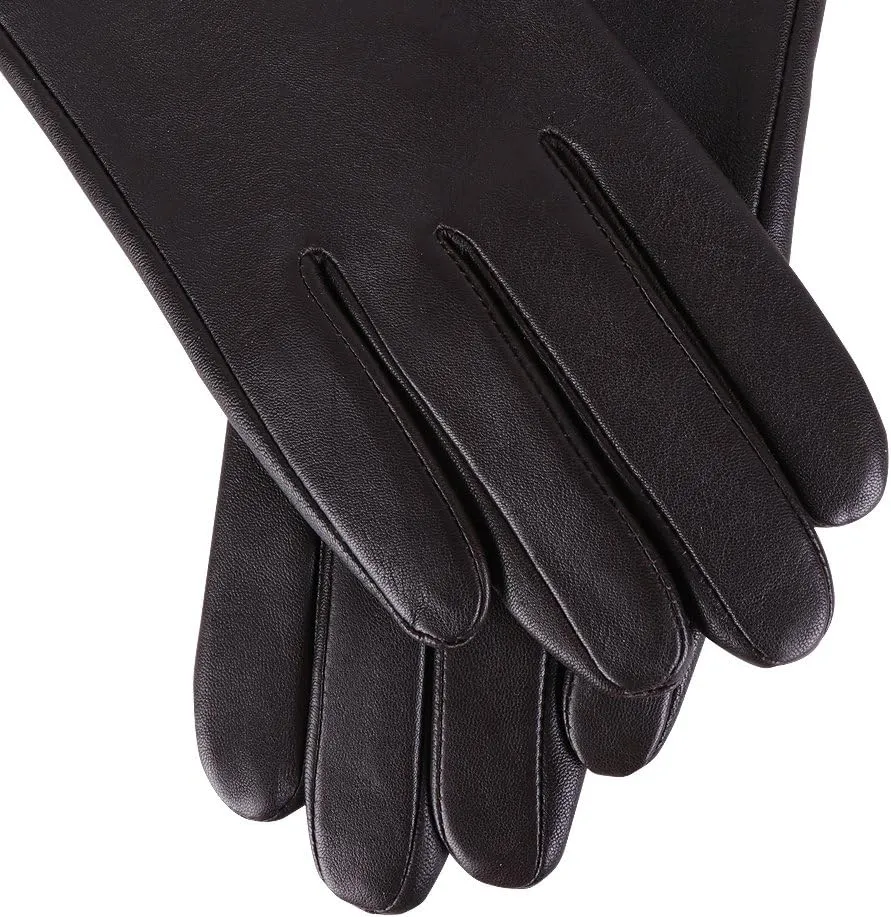 Nappaglo Nappa Leather Gloves Warm Lining Winter Button Decoration Lambskin for Women