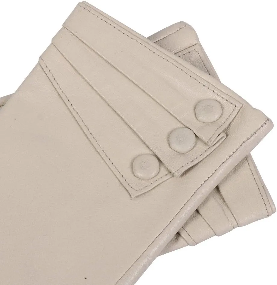 Nappaglo Nappa Leather Gloves Warm Lining Winter Button Decoration Lambskin for Women