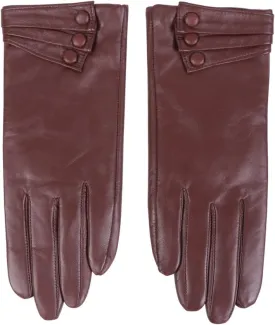 Nappaglo Nappa Leather Gloves Warm Lining Winter Button Decoration Lambskin for Women