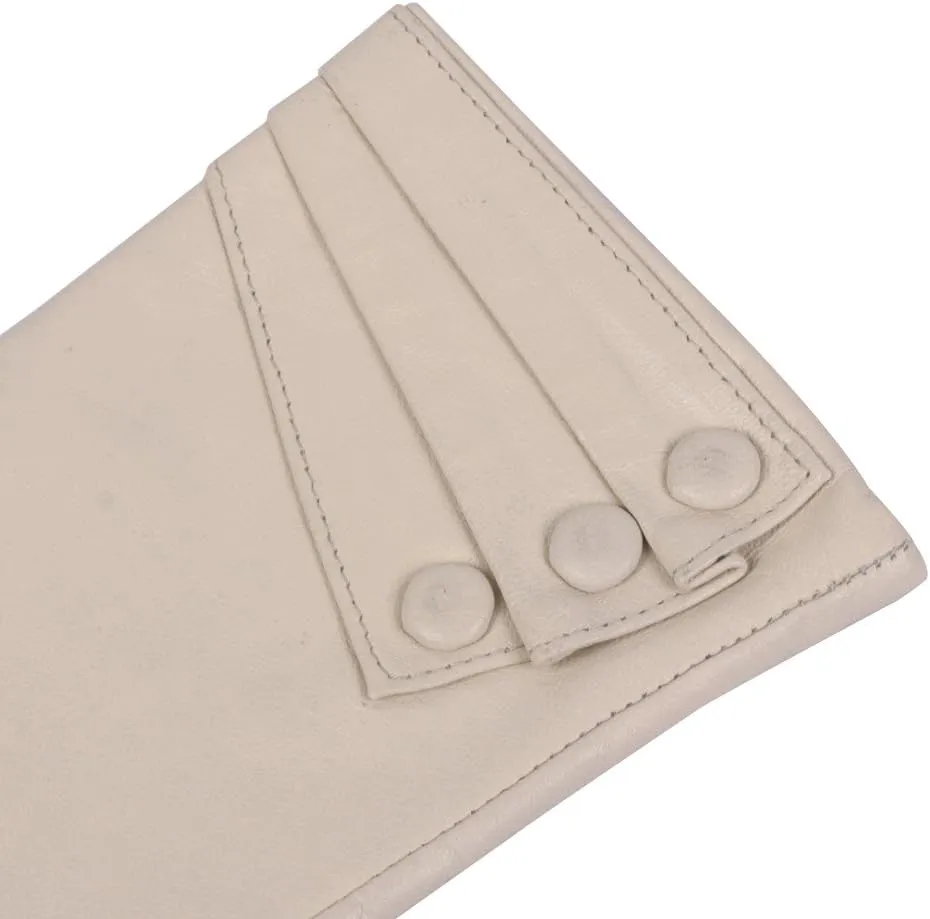 Nappaglo Nappa Leather Gloves Warm Lining Winter Button Decoration Lambskin for Women