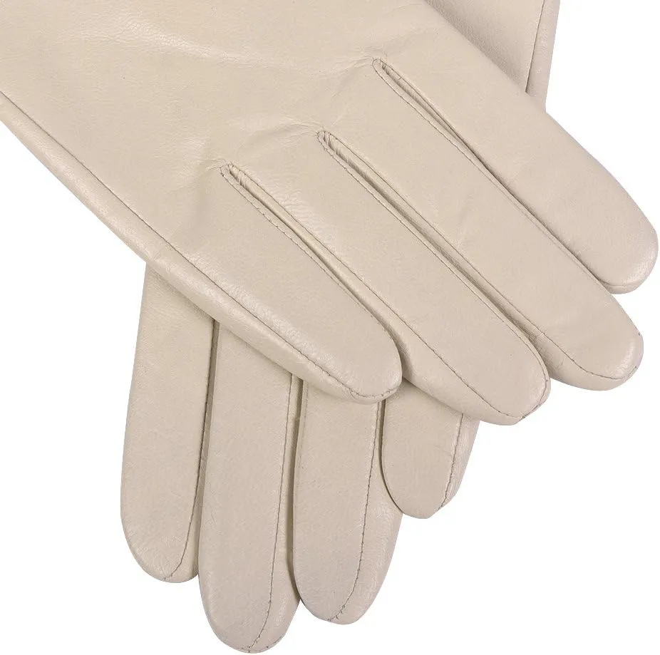 Nappaglo Nappa Leather Gloves Warm Lining Winter Button Decoration Lambskin for Women