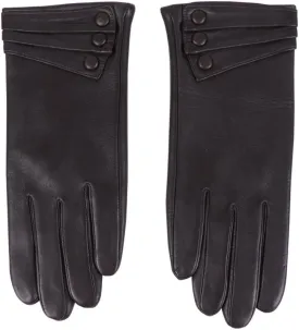 Nappaglo Nappa Leather Gloves Warm Lining Winter Button Decoration Lambskin for Women