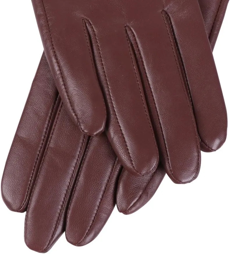 Nappaglo Nappa Leather Gloves Warm Lining Winter Button Decoration Lambskin for Women