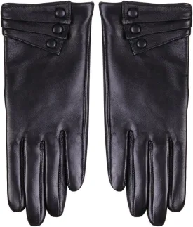 Nappaglo Nappa Leather Gloves Warm Lining Winter Button Decoration Lambskin for Women
