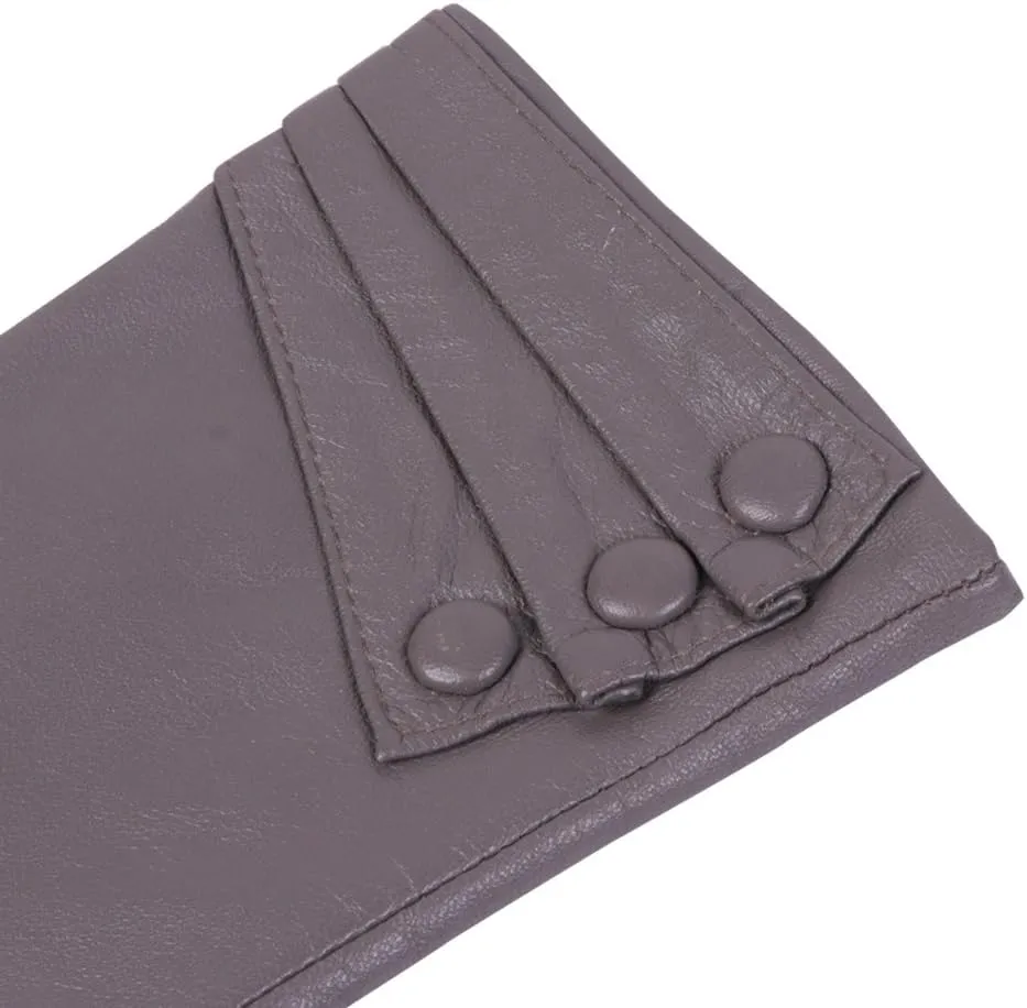 Nappaglo Nappa Leather Gloves Warm Lining Winter Button Decoration Lambskin for Women