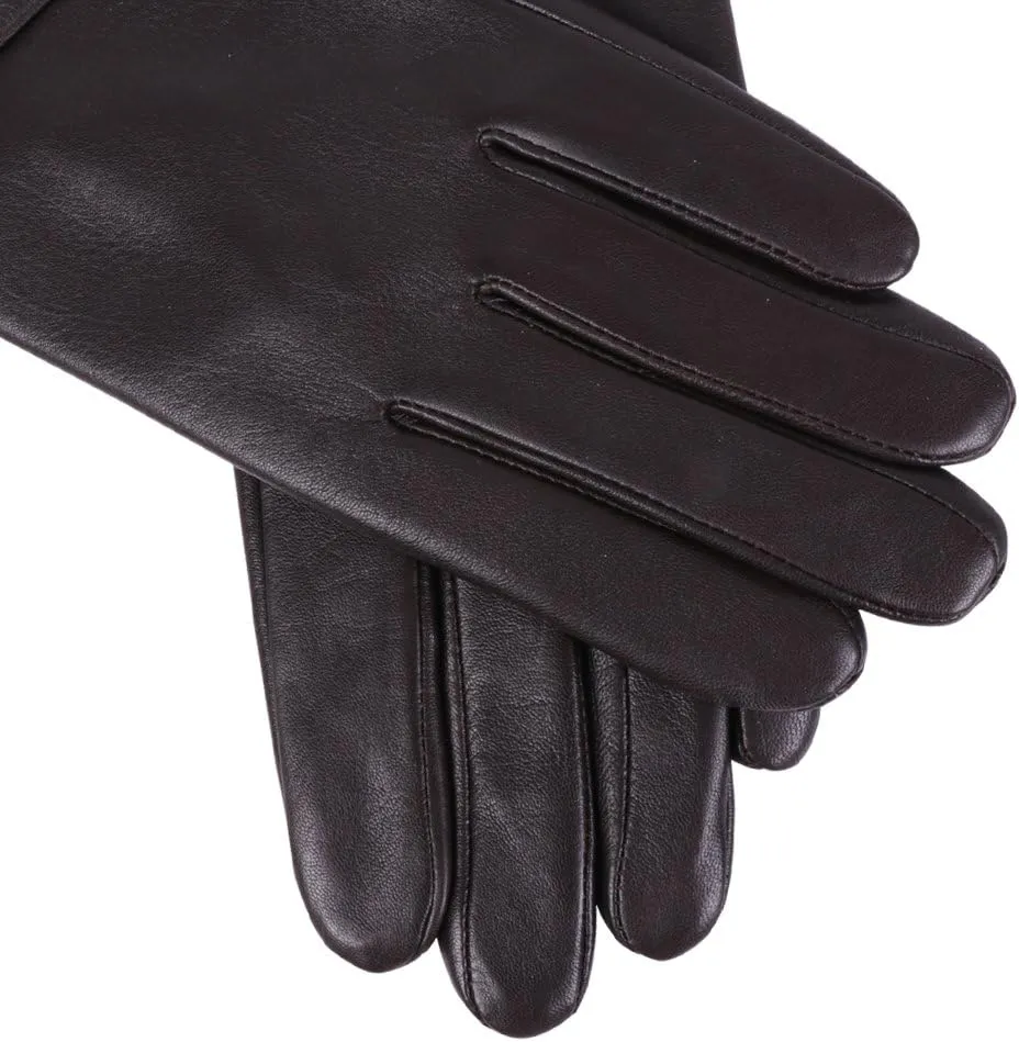Nappaglo Nappa Leather Gloves Warm Lining Winter Button Decoration Lambskin for Women