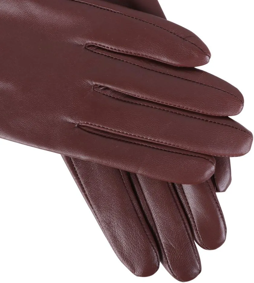 Nappaglo Nappa Leather Gloves Warm Lining Winter Button Decoration Lambskin for Women