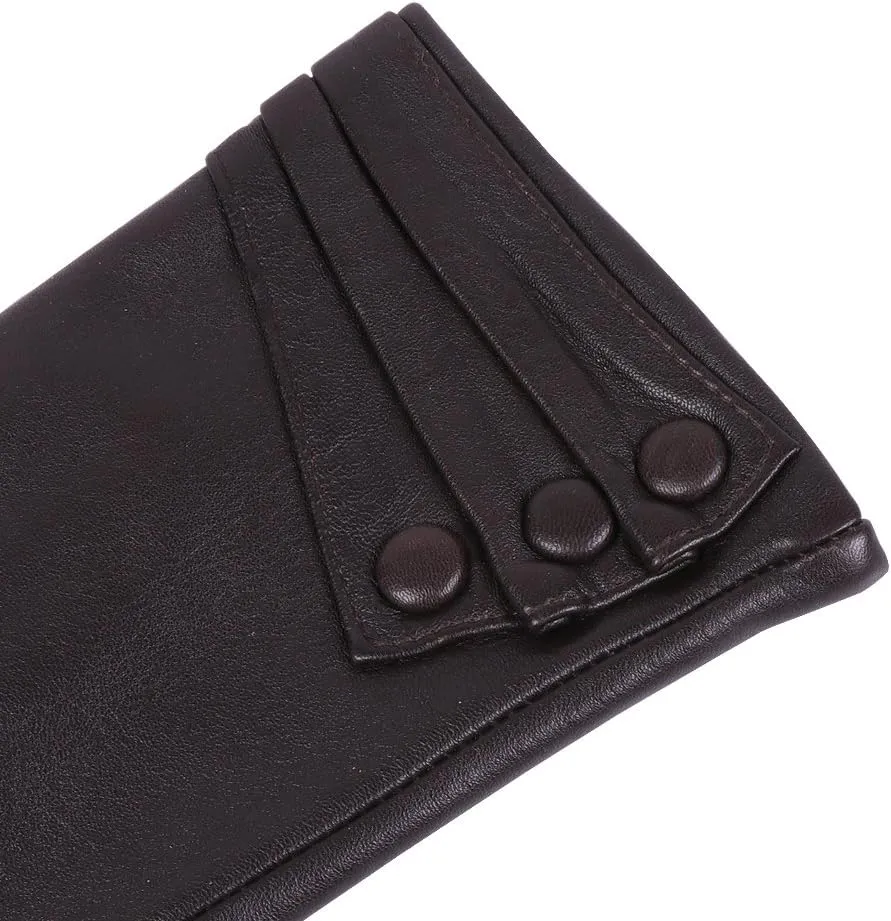 Nappaglo Nappa Leather Gloves Warm Lining Winter Button Decoration Lambskin for Women
