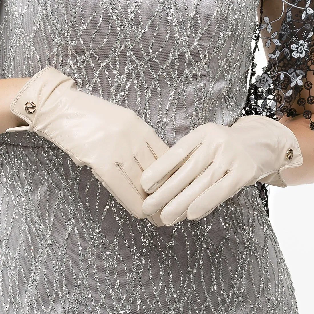 Nappaglo Women Italian Leather Gloves - Winter Driving Ladies Lambskin Warm Fleece Lining