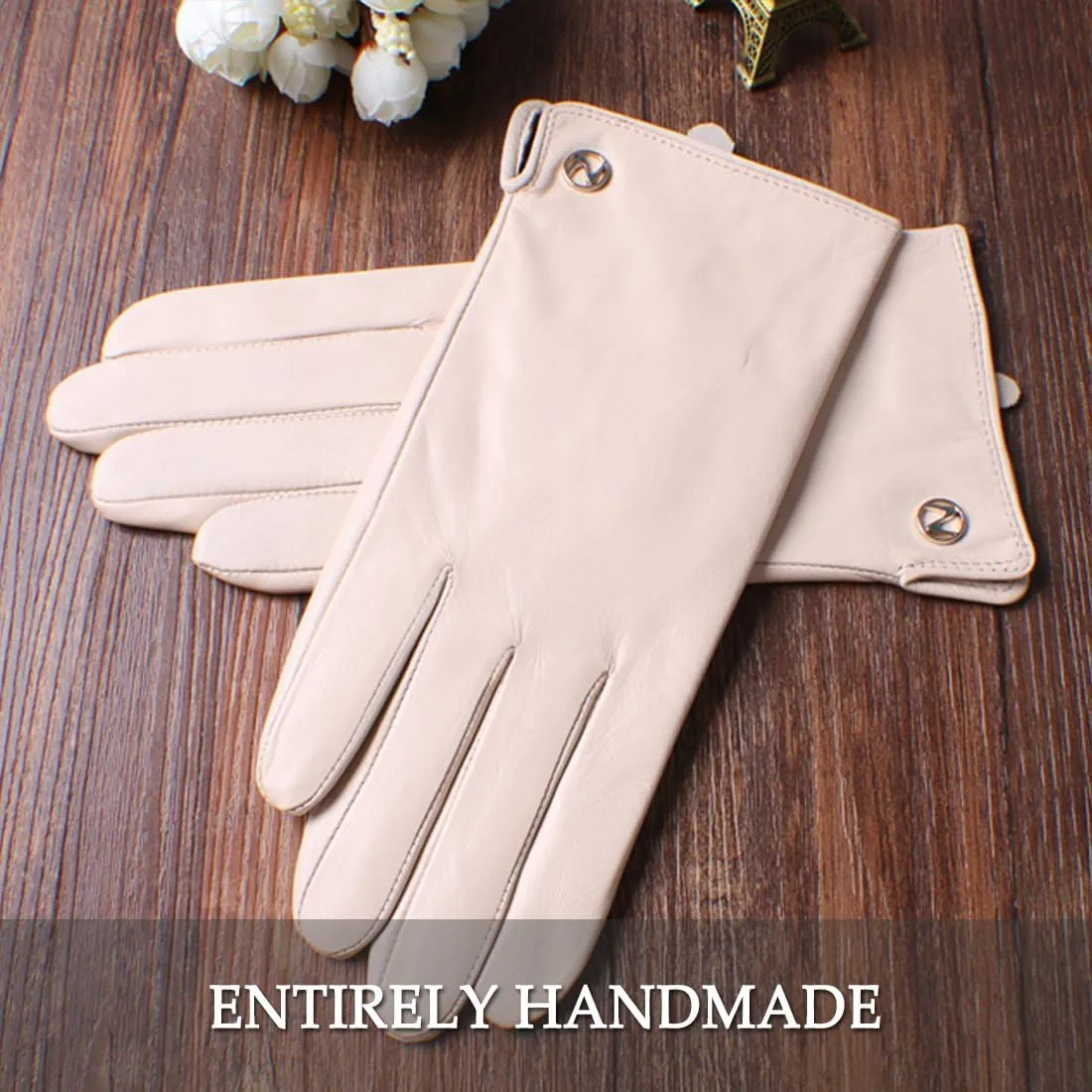 Nappaglo Women Italian Leather Gloves - Winter Driving Ladies Lambskin Warm Fleece Lining