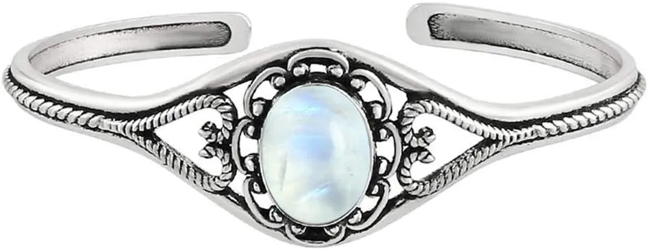 Natural & Synthetic Gemstone Cuff Bangle Bracelets for Women  Handmade 925 Silver Plated Birthstone Jewelry Adjustable Size for Perfect Fit  Gift for Birthdays, Anniversaries, Wedding, New Year