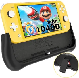 NEWDERY External Battery Station for Nintendo Switch Lite, 10400mAh Backup Portable Charger Case Support PD Quick Charging 2 Extra Game Card Slots Adjustable Kickstand for Switch Lite Battery Pack