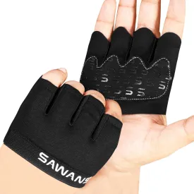 Nonslip Workout Gloves for Men & Women, Weightlifting, Gym, Exercise, Fitness, Black, Minimalist, Finger Protectors, Half Finger Glove, Ambidextrous, Adjustable