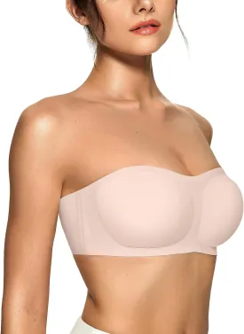 OEAK Womens Strapless Bras Push Up Bandeau Bra Non Slip Wireless Supportive Padded Bras Seamless Comfortable Tube Bra