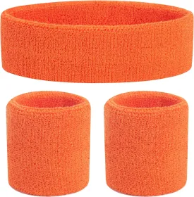 ONUPGO Kids Sweatbands Toddler Headband Wristband Set - Athletic Cotton Baby Sweat Band for Kids Youth Baby (1 Headband   2 Wristbands)