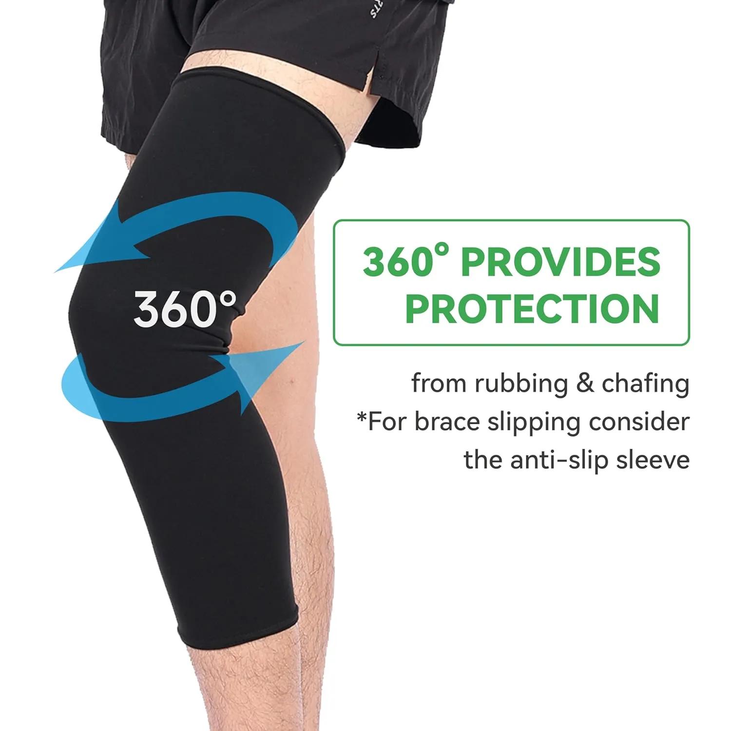 Orthomen 2 Pcs Knee Brace Undersleeve for Knee Support, Circulation Improvement & Pain Relief Knee Brace, Comfortable Knee Sleeve to Protects Skin from Abrasions and Irritations, Breathable Leg Sleeves for Men & Women (XXL)