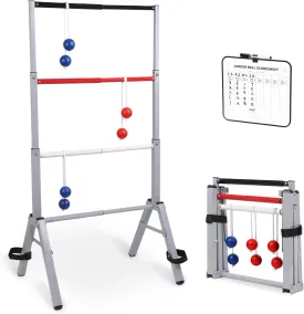 Outdoor Games Ladder Ball Set Assembly Free Portable Ladder Toss Pro Steel Frame Includes Carrying Case, 6 Bolas and Scoreboard