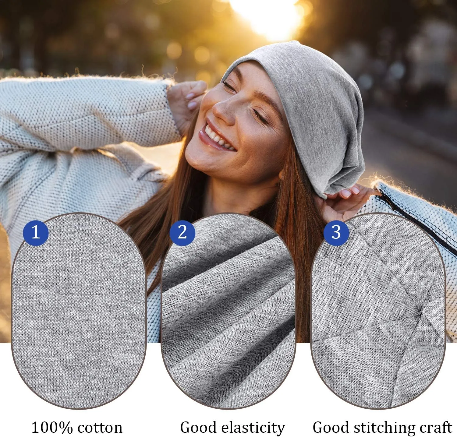 Outus 4 Pieces Thin Knit Slouchy Cap Beanies Hat Unisex Hip-Hop Sleep Cap Dwarf Hat