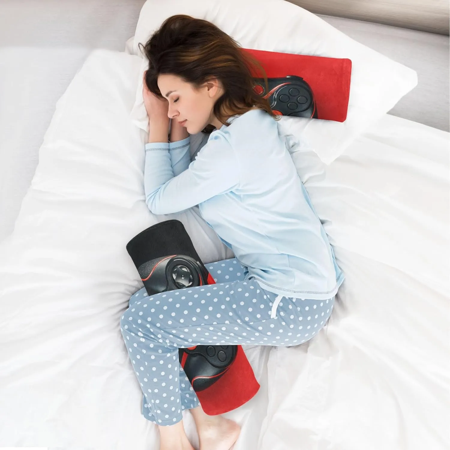 Oyihfvs Black Gamepad on a Black Red Background Gaming Concept Round Memory Foam Pillow, Travel Pillow with Removable Washable Cover for Head Neck Legs Support 5.5 x 5.5 x 17 inch