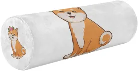 Oyihfvs Funny Orange Shiba Inu Dogs in Different Poses on White Round Memory Foam Pillow, Travel Pillow with Removable Washable Cover for Head Neck Legs Support 5.5 x 5.5 x 17 inch