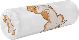 Oyihfvs Funny Orange Shiba Inu Dogs in Different Poses on White Round Memory Foam Pillow, Travel Pillow with Removable Washable Cover for Head Neck Legs Support 5.5 x 5.5 x 17 inch