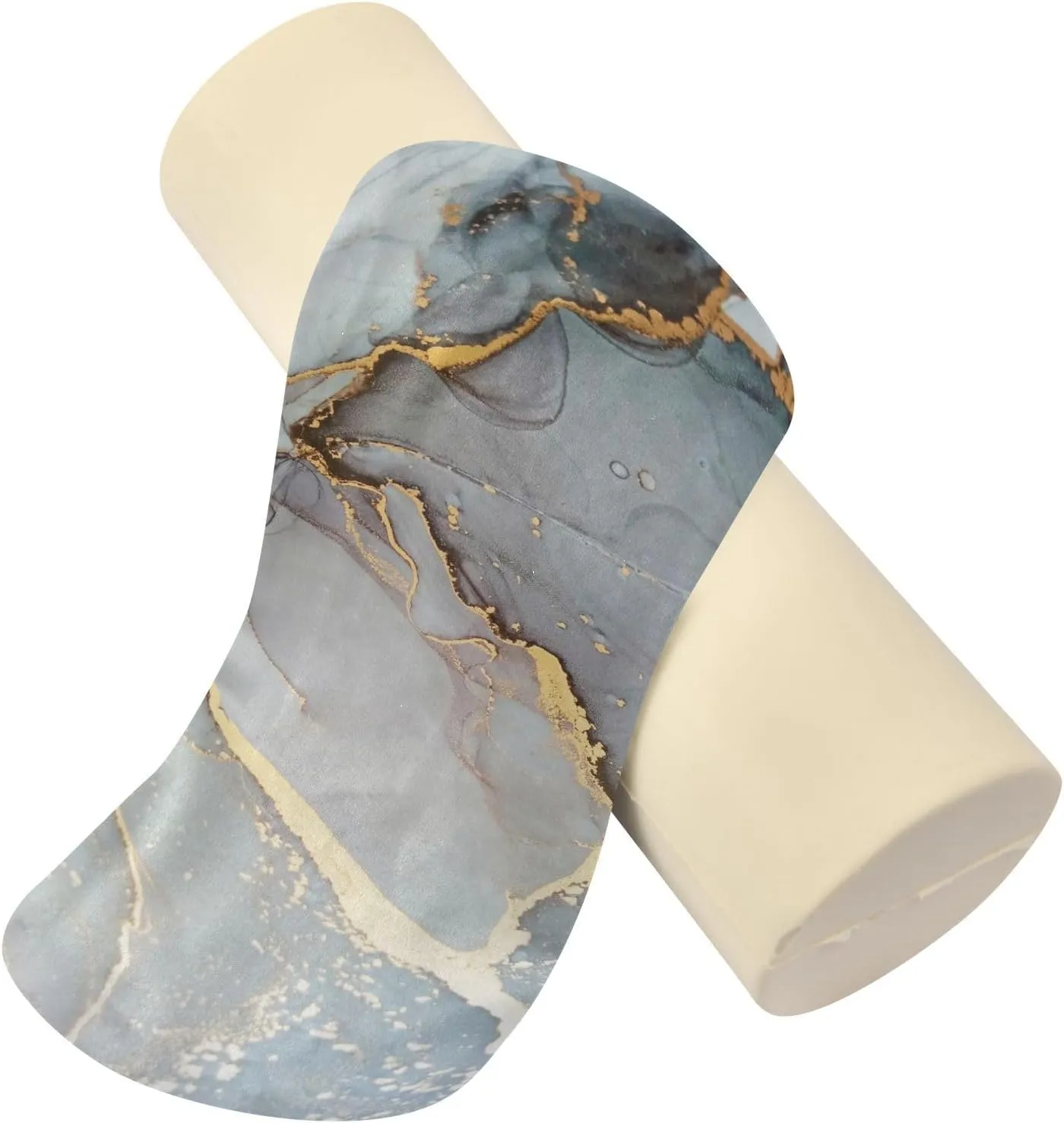 Oyihfvs Marble Agate with White and Gold Veins Powder Marbling Surface Round Memory Foam Pillow, Travel Pillow with Removable Washable Cover for Head Neck Legs Support 5.5 x 5.5 x 17 inch