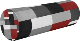 Oyihfvs Seamless Red, Grey, Black and White Rectangles Modern Style Round Memory Foam Pillow, Travel Pillow with Removable Washable Cover for Head Neck Legs Support 5.5 x 5.5 x 17 inch