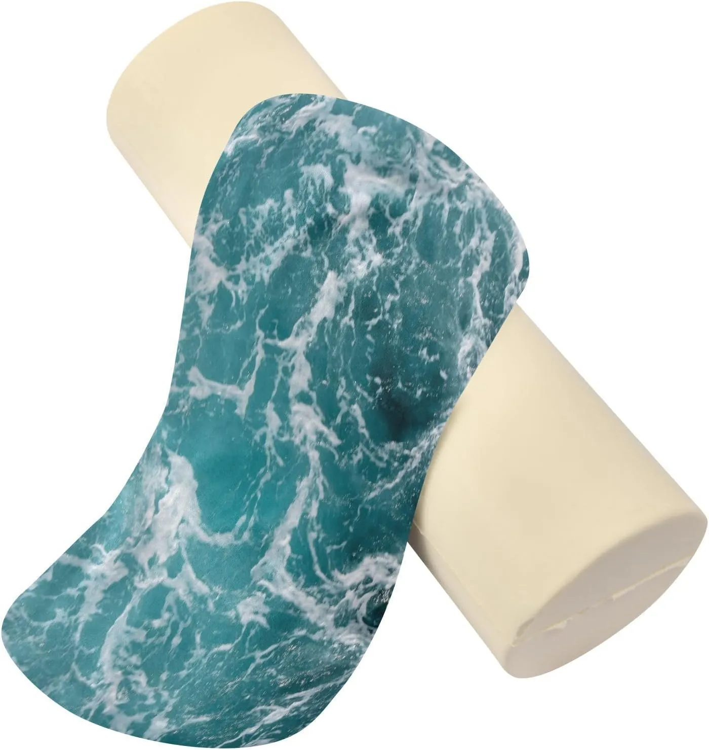 Oyihfvs Turquoise Ocean Wavy Surface Water Splashes Close Up Round Memory Foam Pillow, Travel Pillow with Removable Washable Cover for Head Neck Legs Support 5.5 x 5.5 x 17 inch