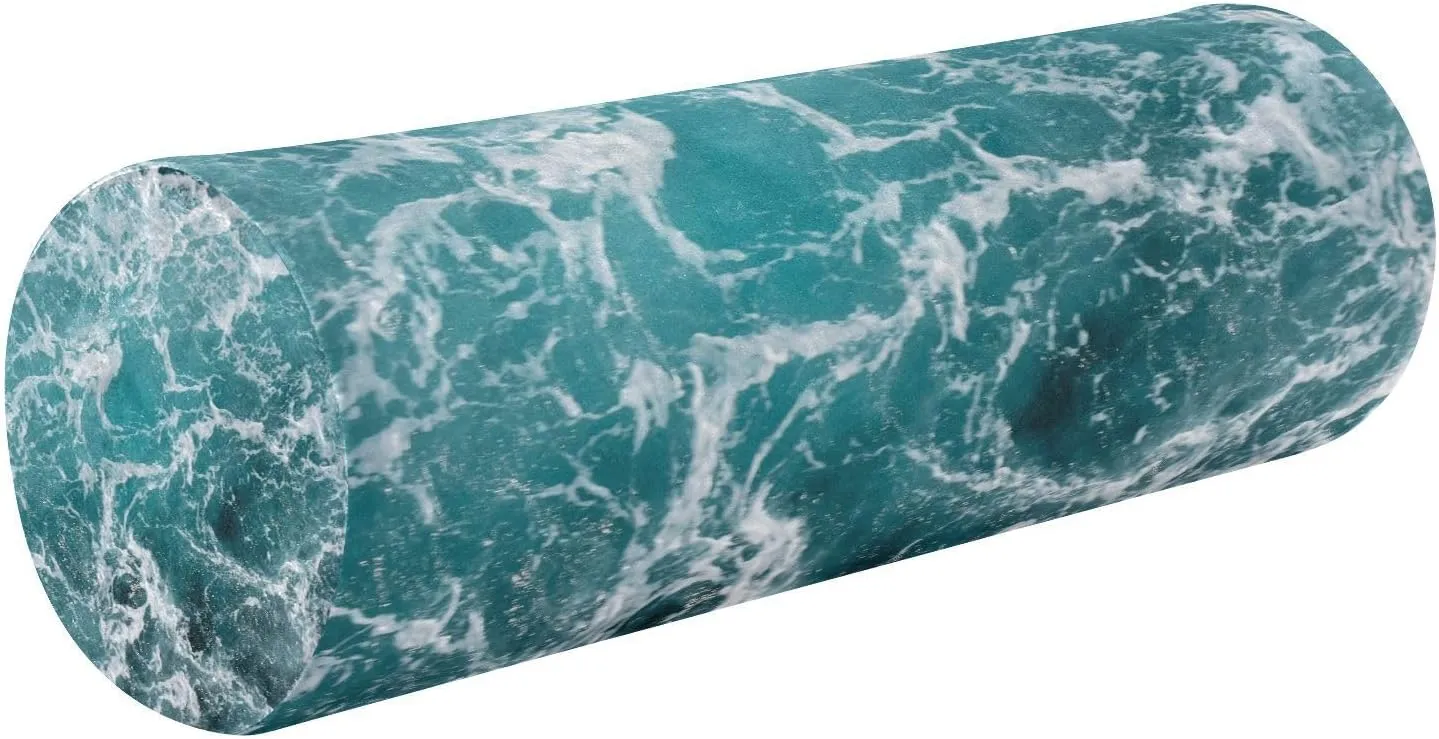 Oyihfvs Turquoise Ocean Wavy Surface Water Splashes Close Up Round Memory Foam Pillow, Travel Pillow with Removable Washable Cover for Head Neck Legs Support 5.5 x 5.5 x 17 inch