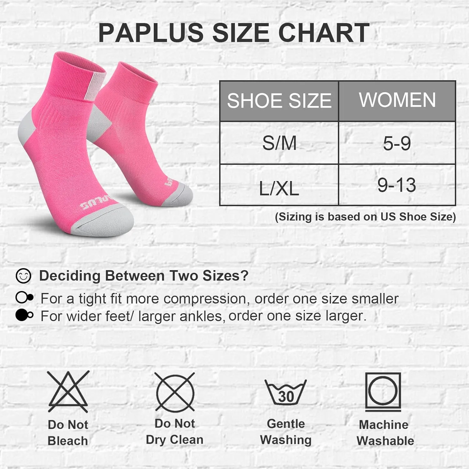 PAPLUS Ankle Compression Socks for Women 6 Pairs, Running Athletic Socks with Arch SupportPlantar Fasciitis Socks
